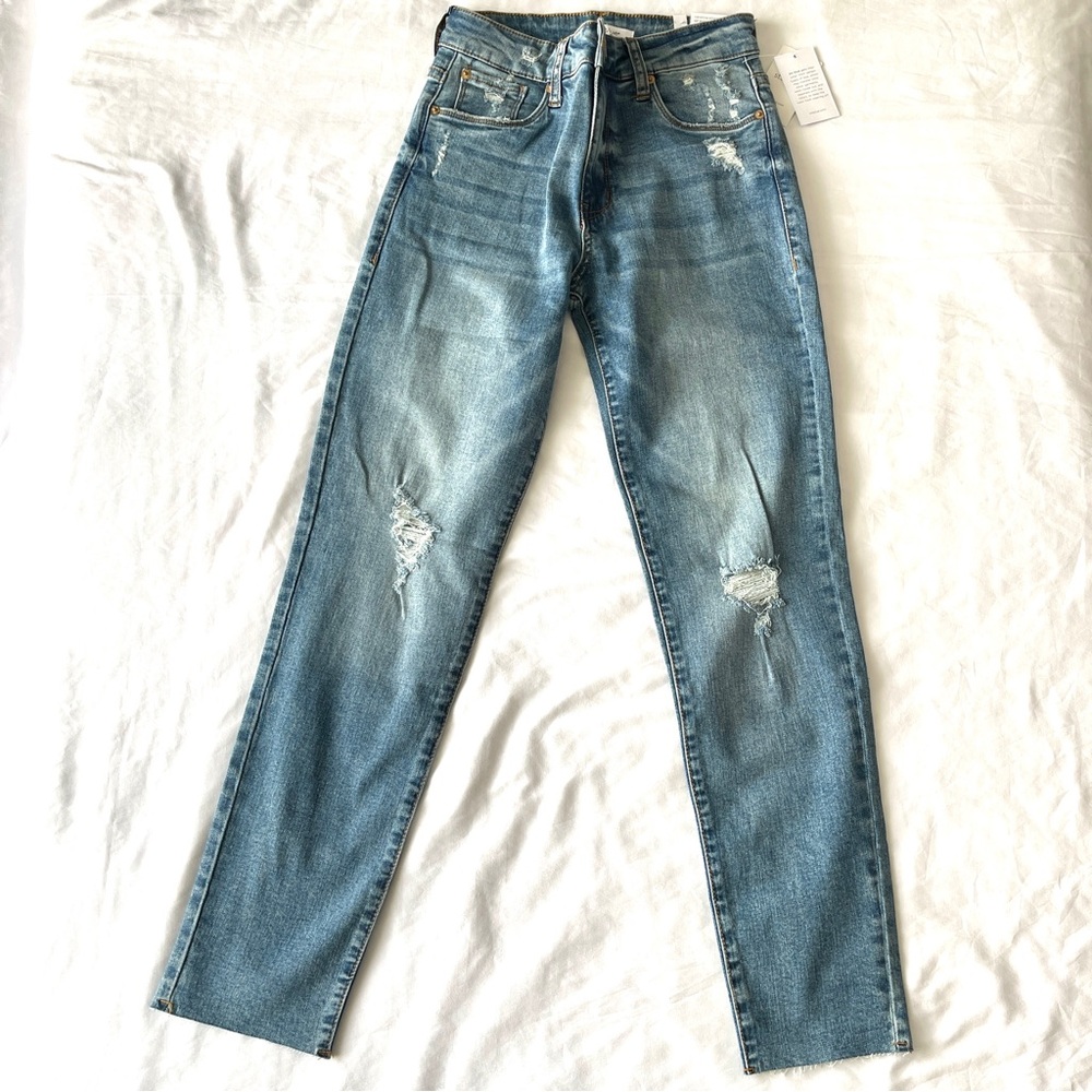 NWT STS Blue Jeans Womens Size 26 Caroline High Rise Raw Edge Denim Straight Leg - Picture 2 of 13